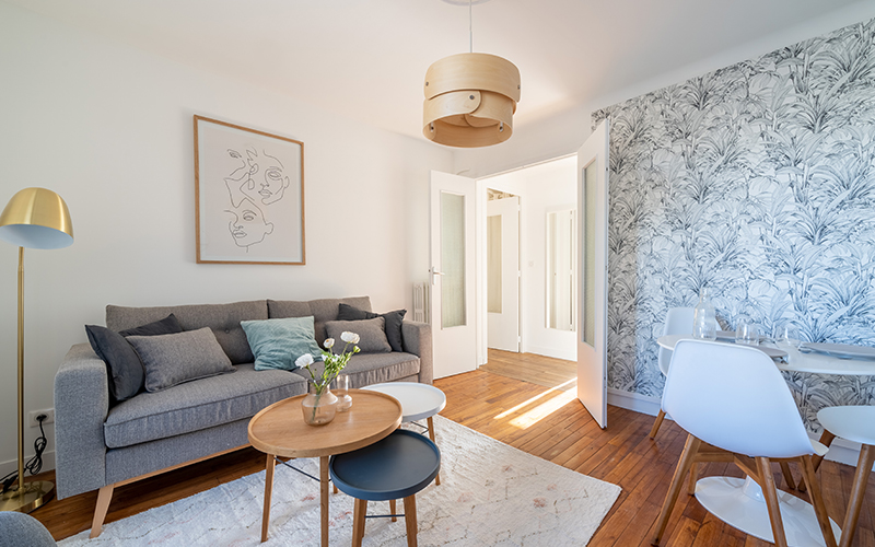 Le salon dans un style contemporain par Amélie Guilleminot architecte d'intérieur à Nantes